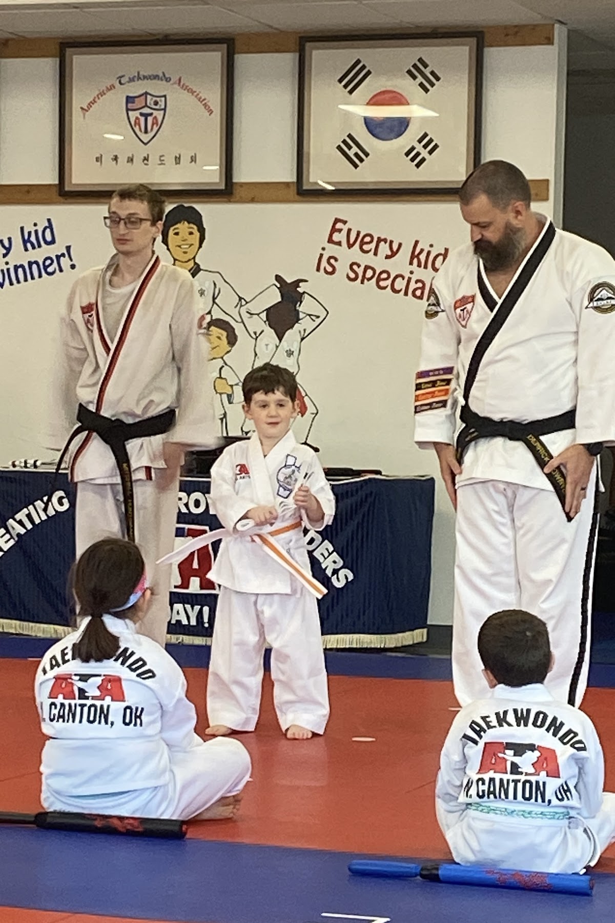 Tiny Tigers student earning recognition in class at North Canton ATA